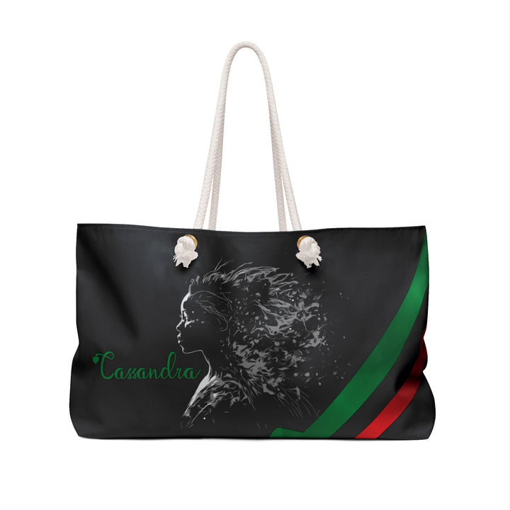 Black Weekender Tote Bag with Acrostic Poem Spelling Out "Forever Friends"