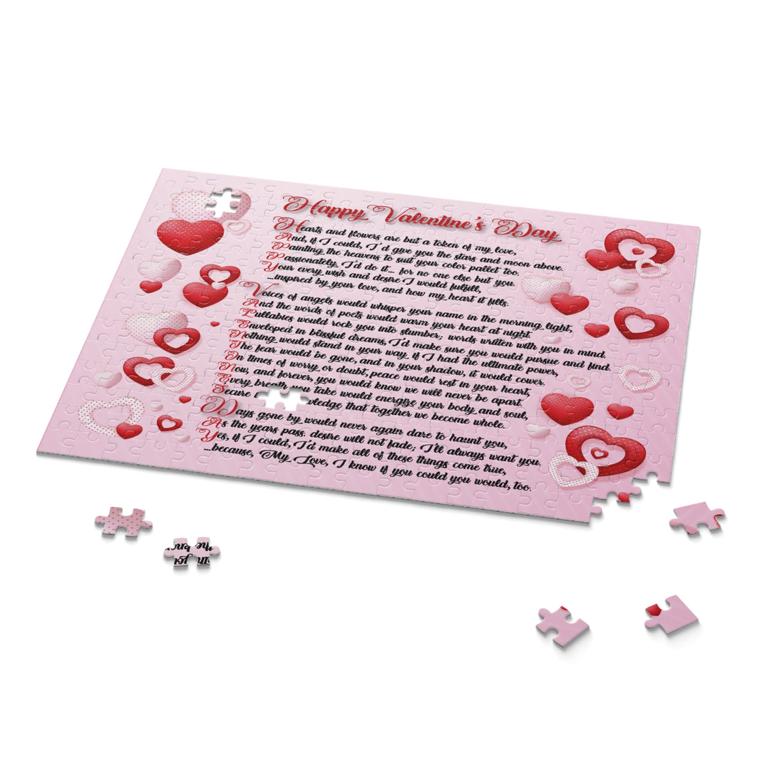 Happy Valentine's Day Acrostic Poem Puzzle - Pink and Red Hearts