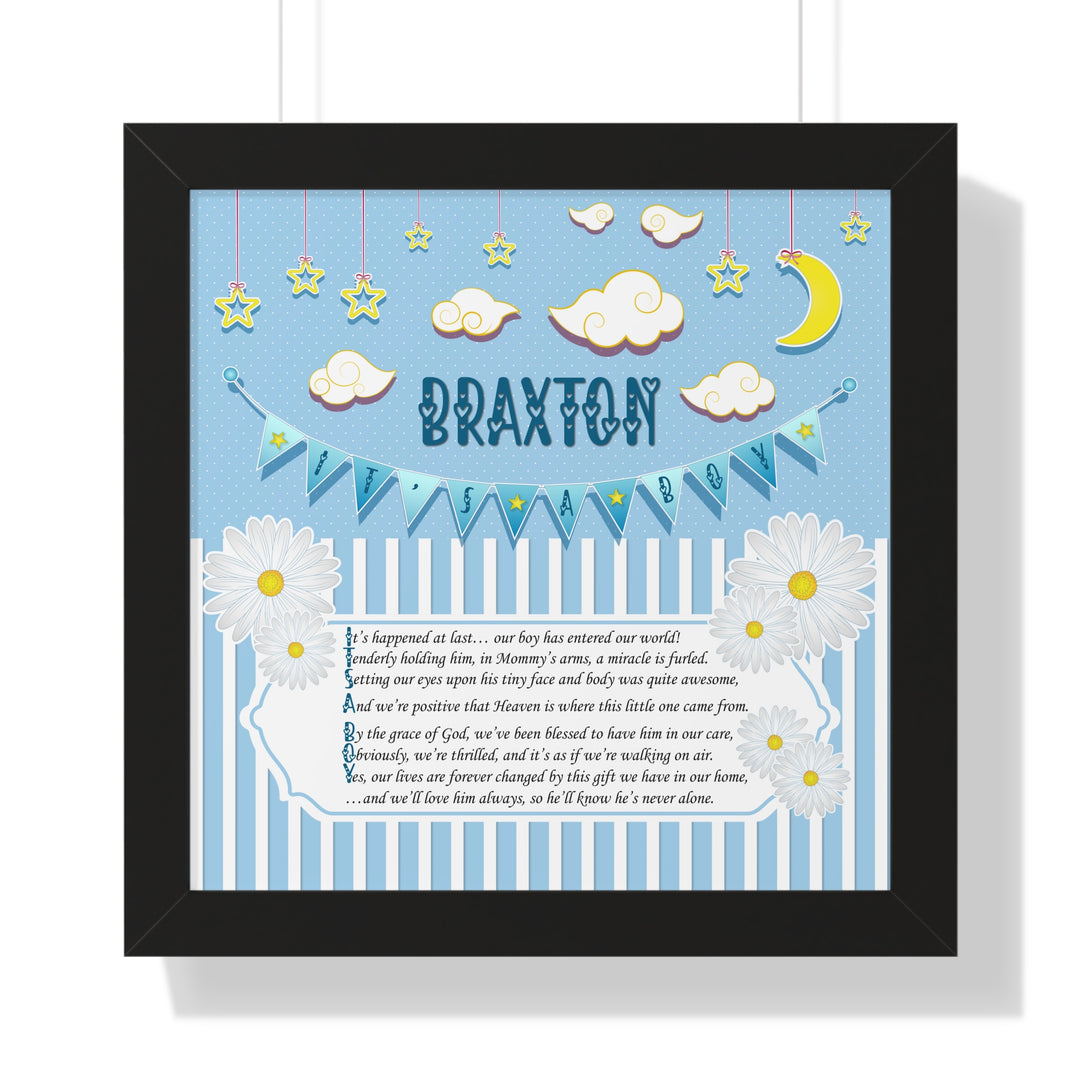 Baby Steps "It's a Boy" Framed Print Collection - Blue Stripes - Personalized