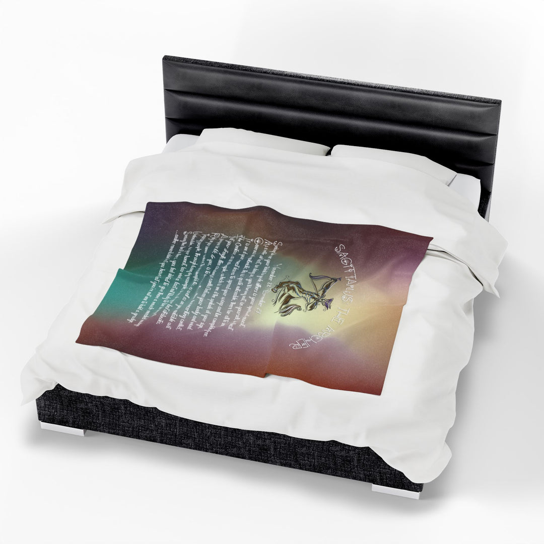 Sagittarius Acrostic Poem Velveteen Plush Blanket - Colored