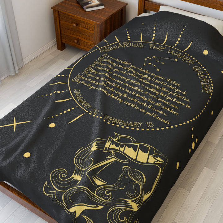 Aquarius Acrostic Poem Velveteen Plush Blanket