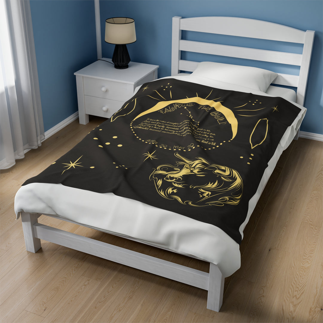 Written in the Stars Velveteen plush blanket with acrostic poem spelling out "Taurus"