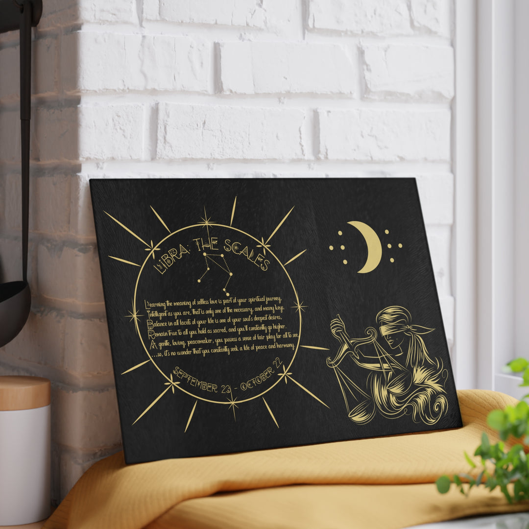 Libra Acrostic Poem Glass Cutting Board