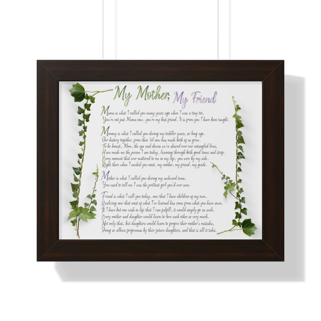 It's Just a Phrase "My Mother, My Friend" Framed Acrostic Poem Print