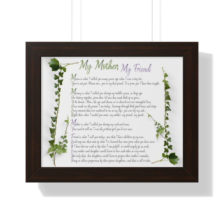 It's Just a Phrase "My Mother, My Friend" Framed Acrostic Poem Print