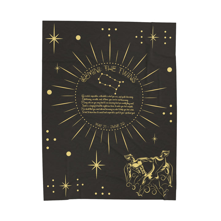 Written in the Stars Velveteen plush blanket with acrostic poem spelling out "Gemini"