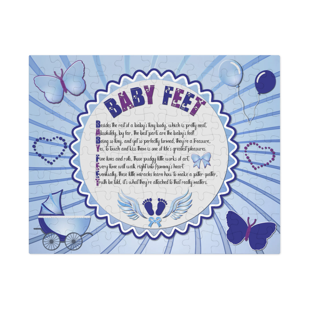 Baby Feet Acrostic Poem Puzzle - Blue Swirl - Tin Box