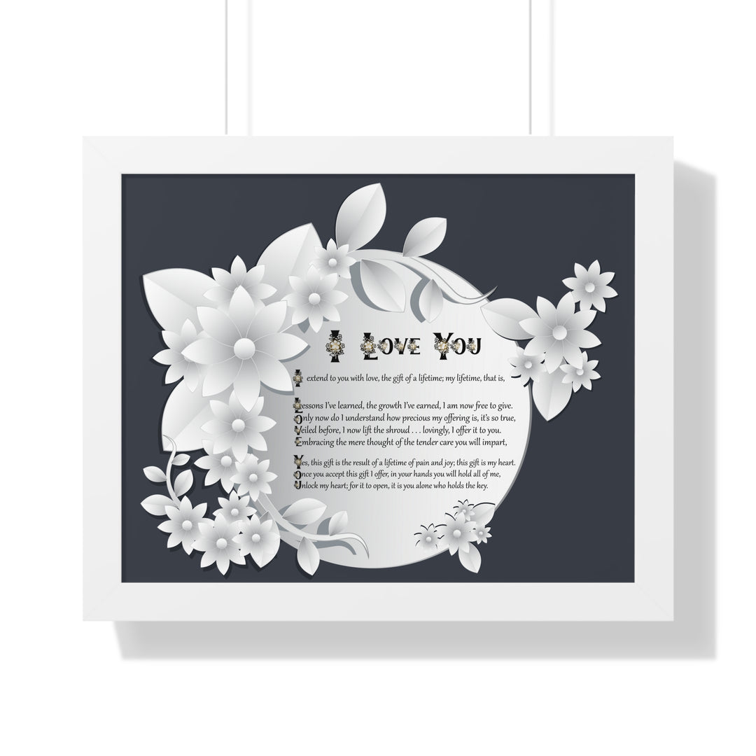 It's Just a Phrase "I Love You" Framed Acrostic Poem Print- Floral