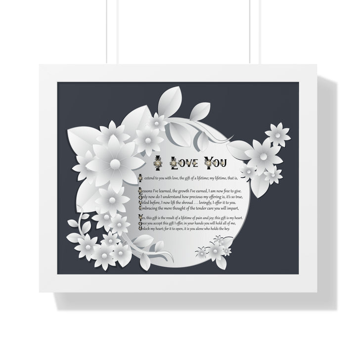 It's Just a Phrase "I Love You" Framed Acrostic Poem Print- Floral