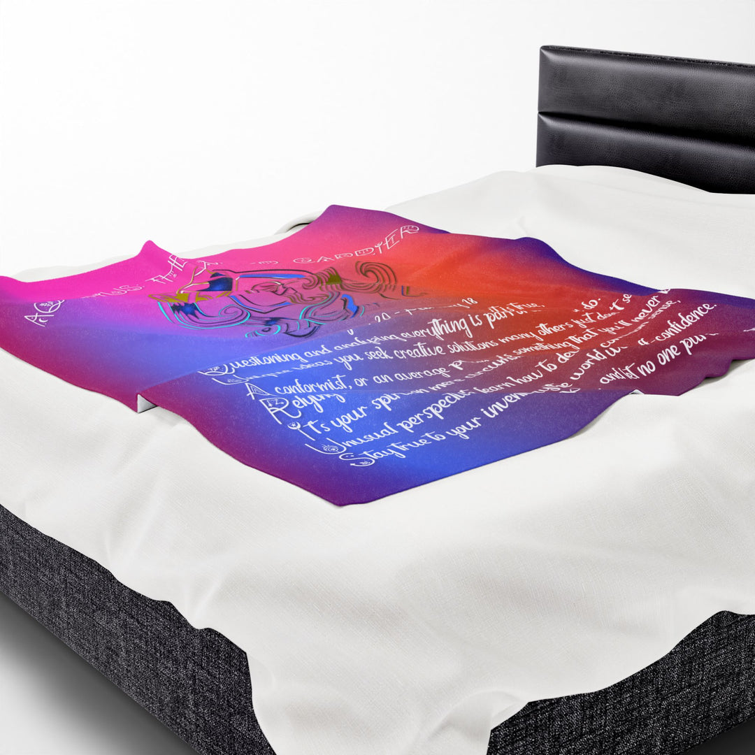Aquarius Acrostic Poem Velveteen Plush Blanket  - Colorful