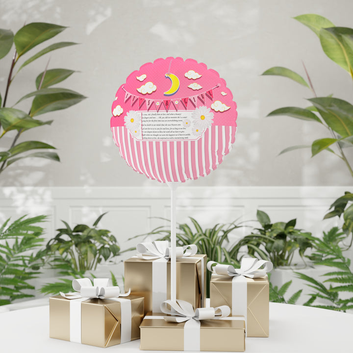 It's a Girl 11" Acrostic Poem Balloon - Pink-White Stripes - No Personalization