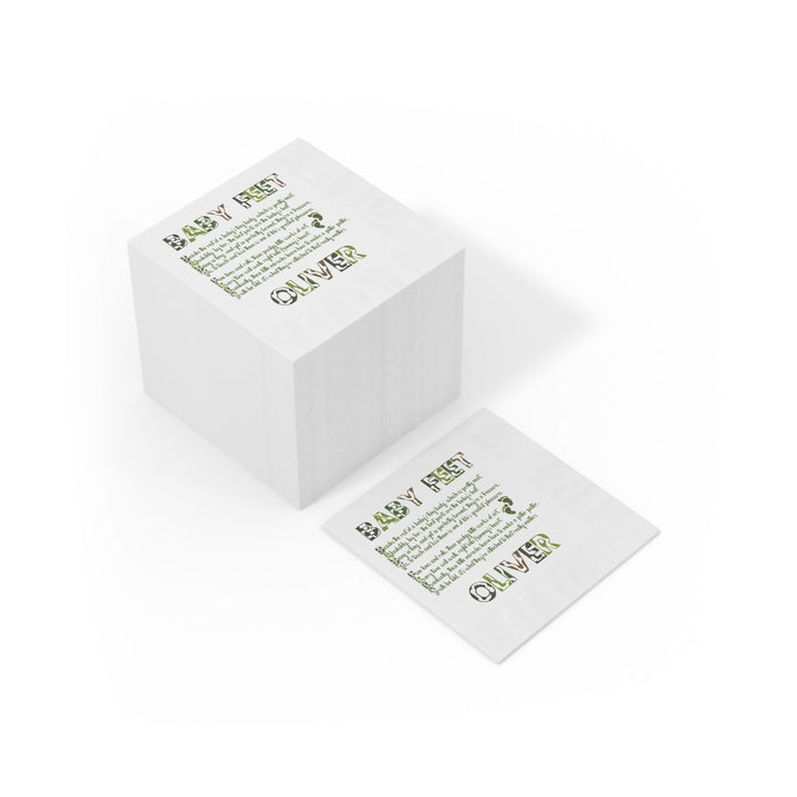 “Baby Feet" White Coined Napkins - Camo - Personalized