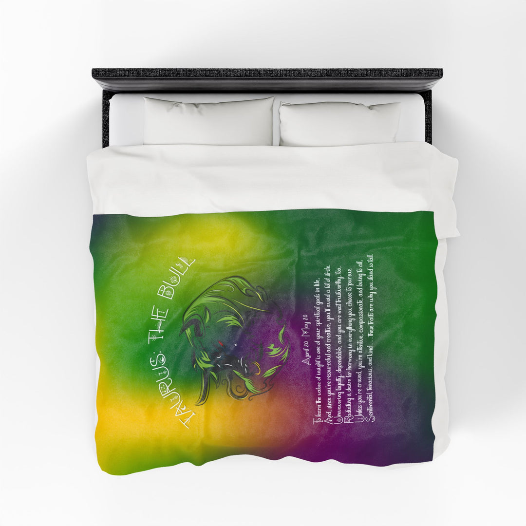 Taurus Acrostic Poem Velveteen Plush Blanket - Colored