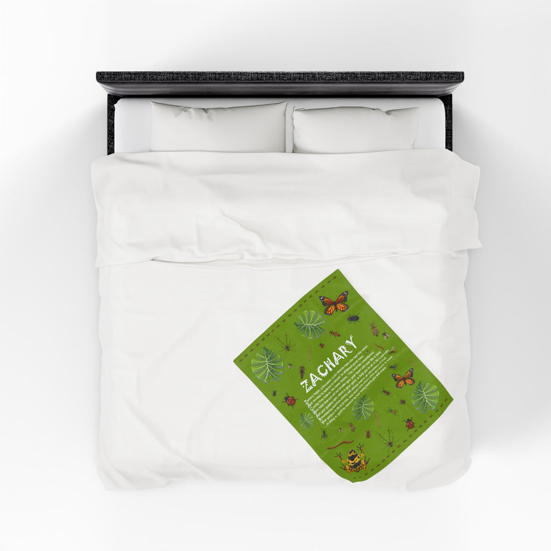 Namesakes Acrostic Poem Velveteen Plush Blanket - Bug Design