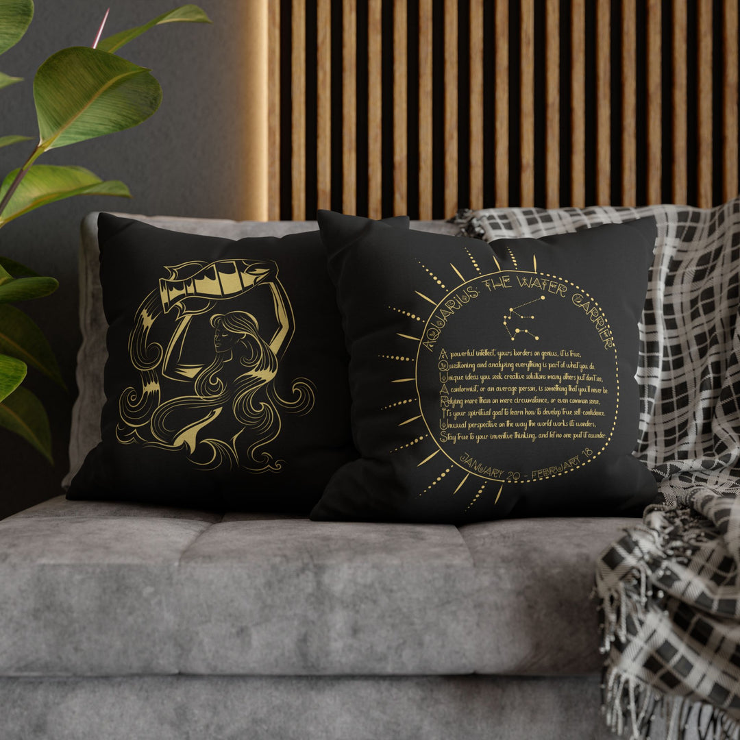 Aquarius Acrostic Poem Pillow Cover