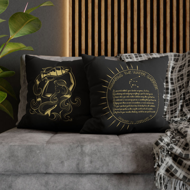 Aquarius Acrostic Poem Pillow Cover