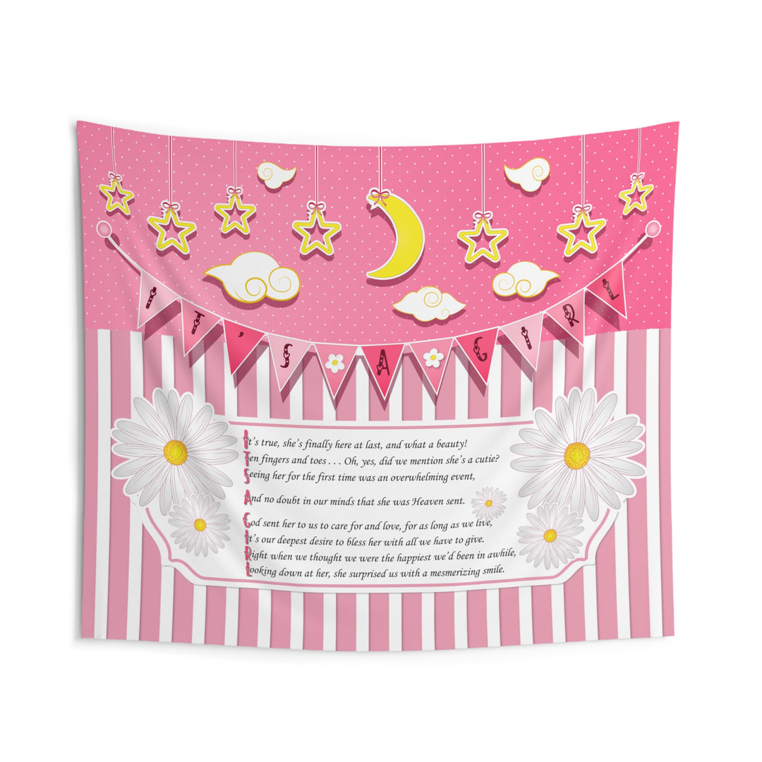 Baby Steps "It's a Girl" Baby Shower Indoor Wall Tapestry/Backdrop