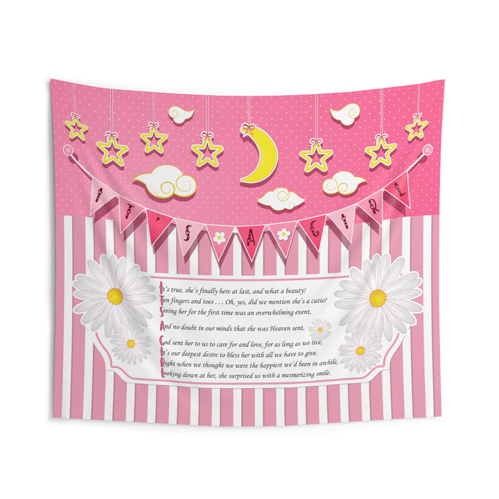 Baby Steps "It's a Girl" Baby Shower Indoor Wall Tapestry/Backdrop