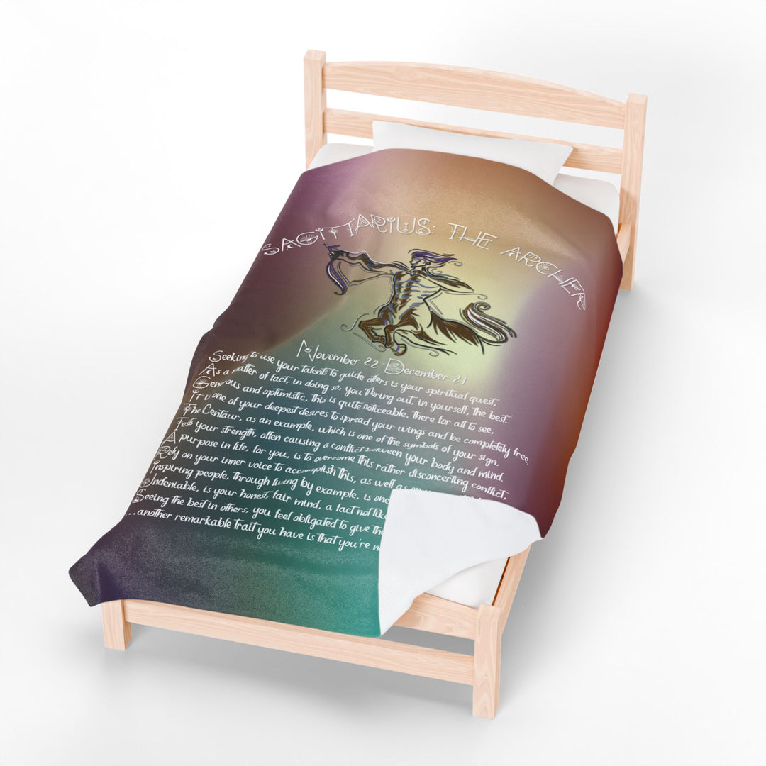 Sagittarius Acrostic Poem Velveteen Plush Blanket - Colored