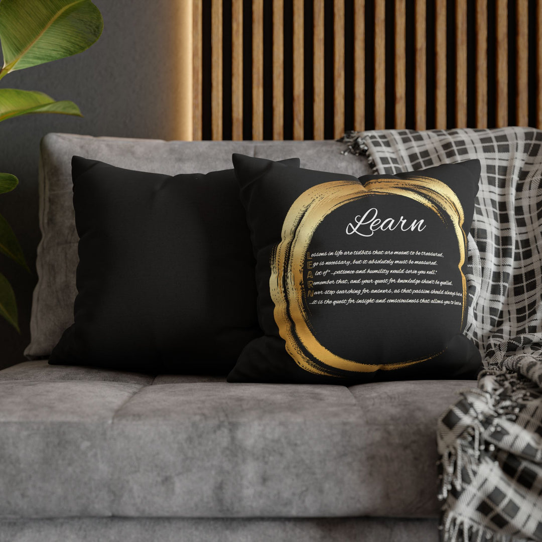 "Learn" Acrostic Poem Pillow Cover from "Learn, Lead, Believe" - Red