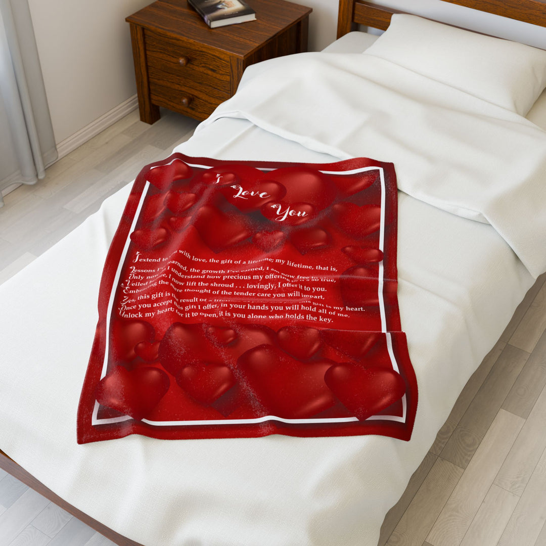 I Love You Acrostic Poem Velveteen Plush Blanket - Red