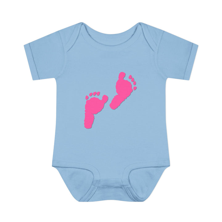 Baby Steps "Baby Feet" Acrostic Poem Bodysuit - Pink Footprints