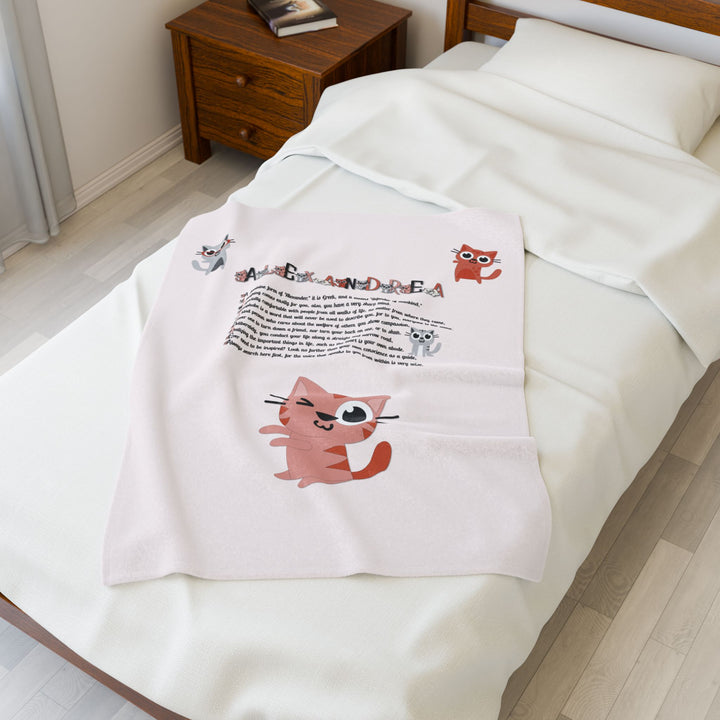 Namesakes Acrostic Poem Velveteen Plush Blanket - Kitty Design