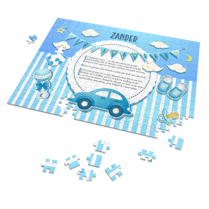 It's a Boy Acrostic Poem Puzzle - Blue Stripes - Tin Box - Personalized