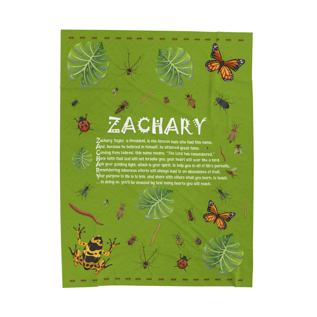 Namesakes Acrostic Poem Velveteen Plush Blanket - Bug Design