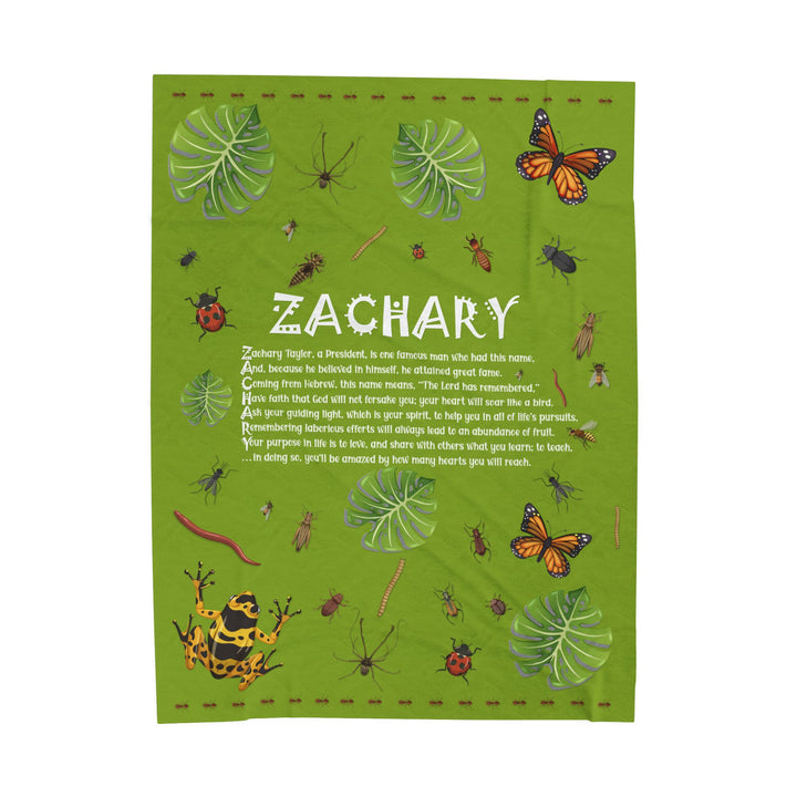 Namesakes Acrostic Poem Velveteen Plush Blanket - Bug Design