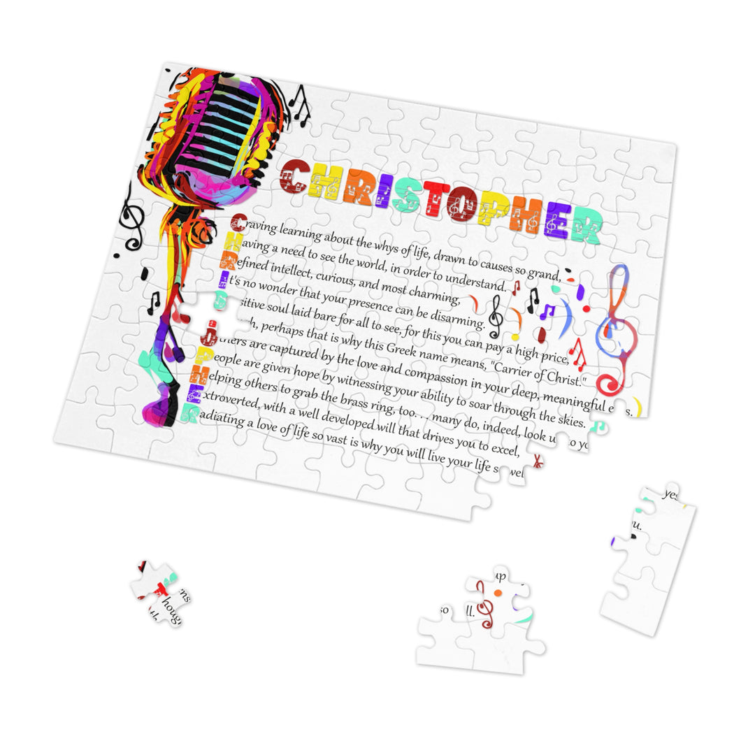Namesakes Acrostic Name Poem Jigsaw Puzzle - Musical Notes and Mic - Tin Box