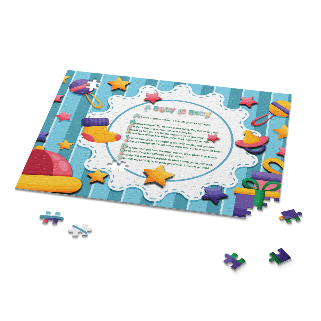 A Baby is Born Acrostic Poem Puzzle - Stars - Cardboard