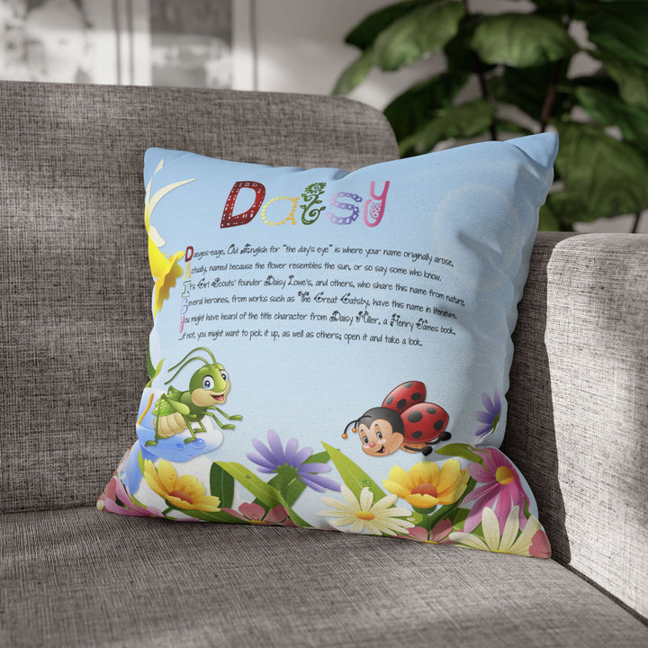 Namesakes Acrostic Poem Pillow Cover - Flower and Insect Design