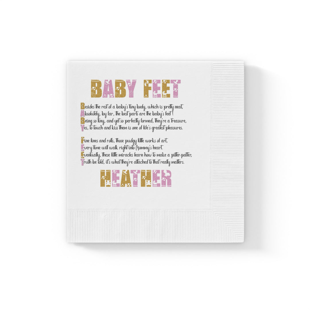 It's a Girl Baby Shower Coined Napkins -Cute Pink Design - Personalized