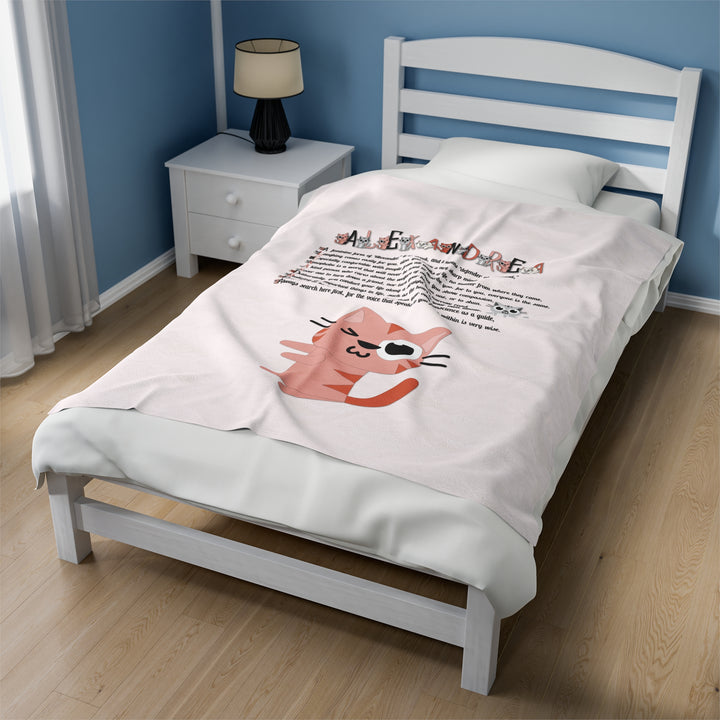 Namesakes Velveteen Plush Blanket with Acrostic Poem - Kitty Design