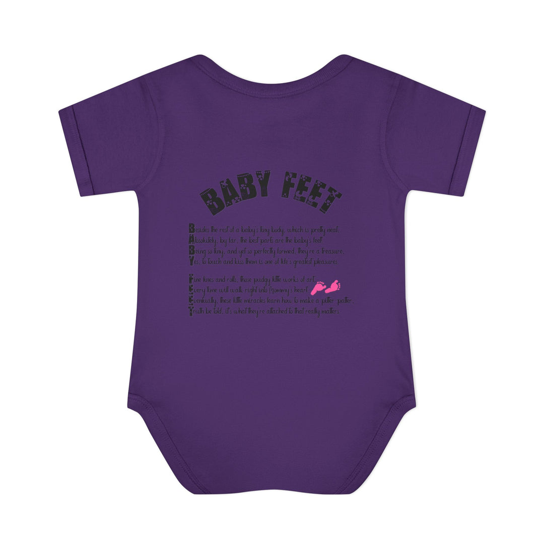 Baby Steps "Baby Feet" Acrostic Poem Bodysuit - Pink Footprints