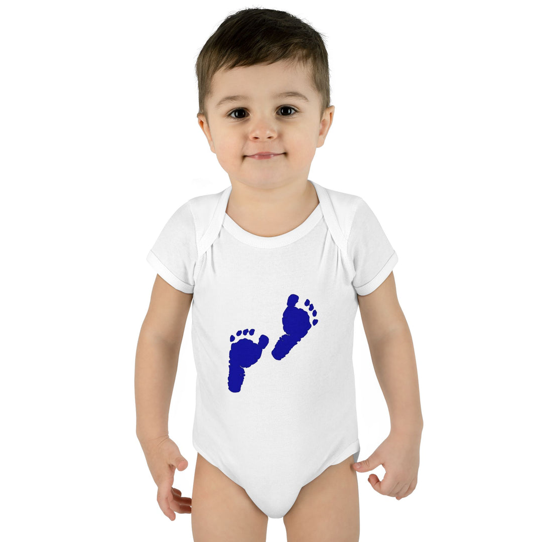 Baby Feet Acrostic Poem Baby Bodysuit - Blue Footprints
