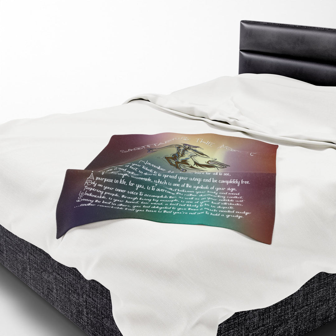 Sagittarius Acrostic Poem Velveteen Plush Blanket - Colored