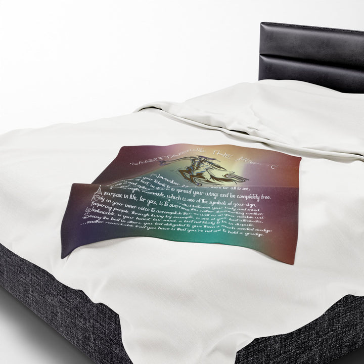 Sagittarius Acrostic Poem Velveteen Plush Blanket - Colored