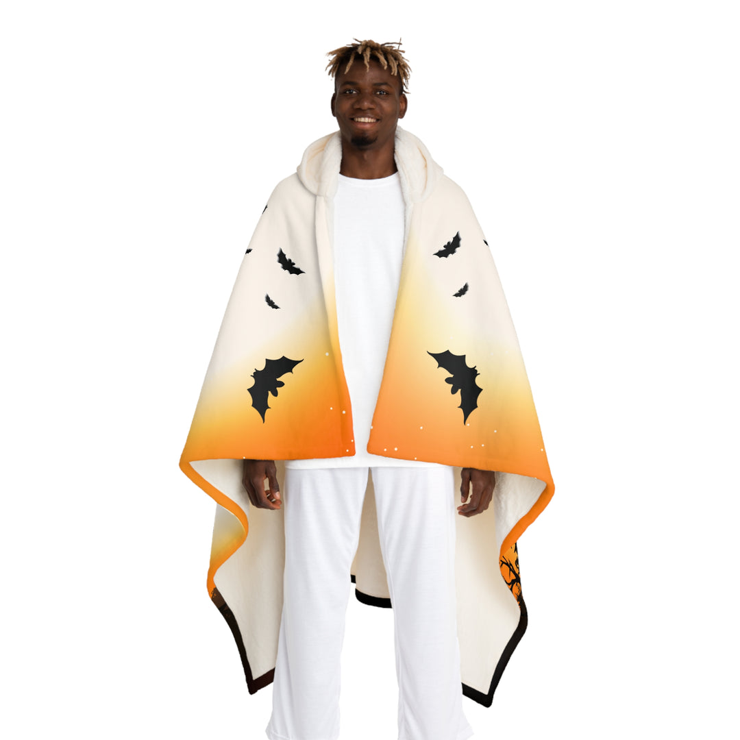 Happy Halloween Acrostic Poem Hooded Sherpa Fleece Blanket  - Haunted House