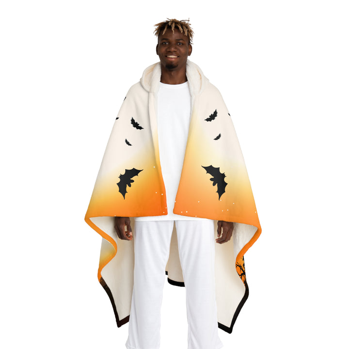 Happy Halloween Acrostic Poem Hooded Sherpa Fleece Blanket  - Haunted House