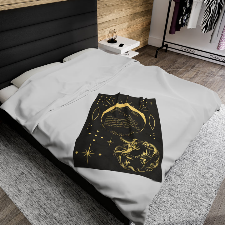 Written in the Stars Velveteen plush blanket with acrostic poem spelling out "Taurus"