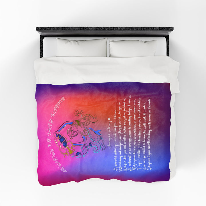 Aquarius Acrostic Poem Velveteen Plush Blanket - Colored