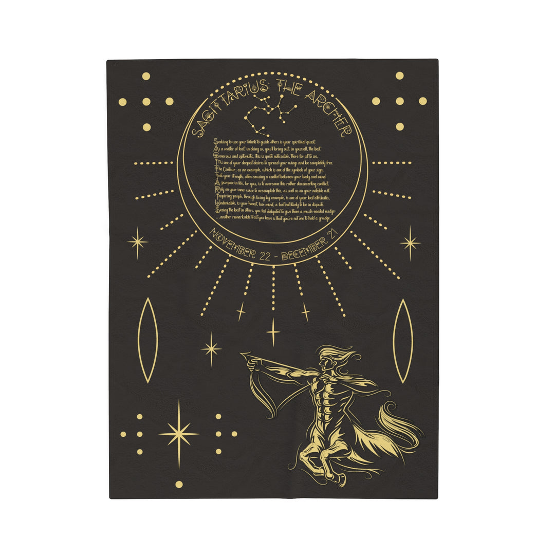 Written in the Stars Velveteen plush blanket with acrostic poem spelling out "Sagittarius"