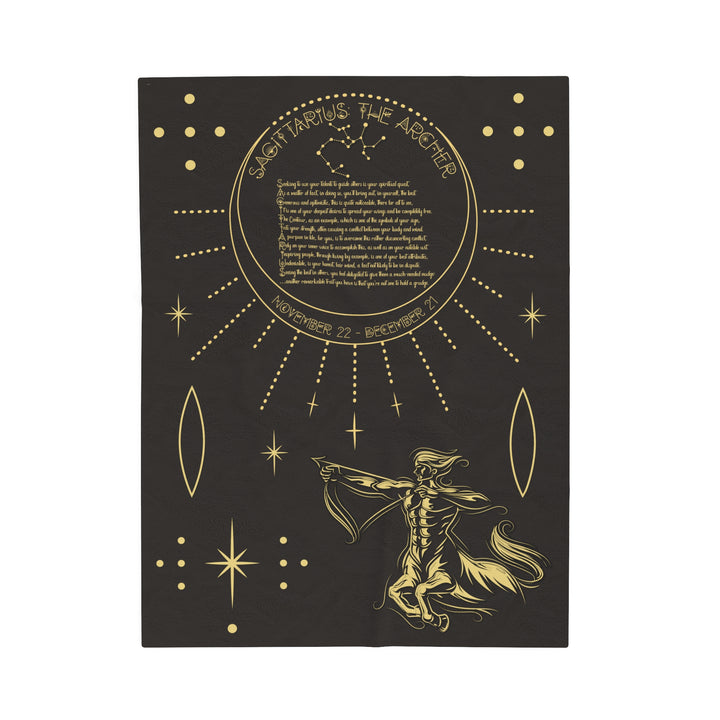 Written in the Stars Velveteen plush blanket with acrostic poem spelling out "Sagittarius"