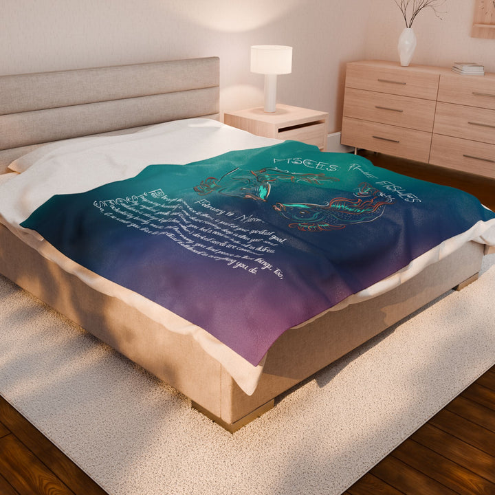 Pisces Acrostic Poem Velveteen Plush Blanket - Colored