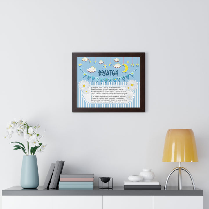 Baby Steps "It's a Boy" Framed Print Collection - Blue Stripes - Personalized