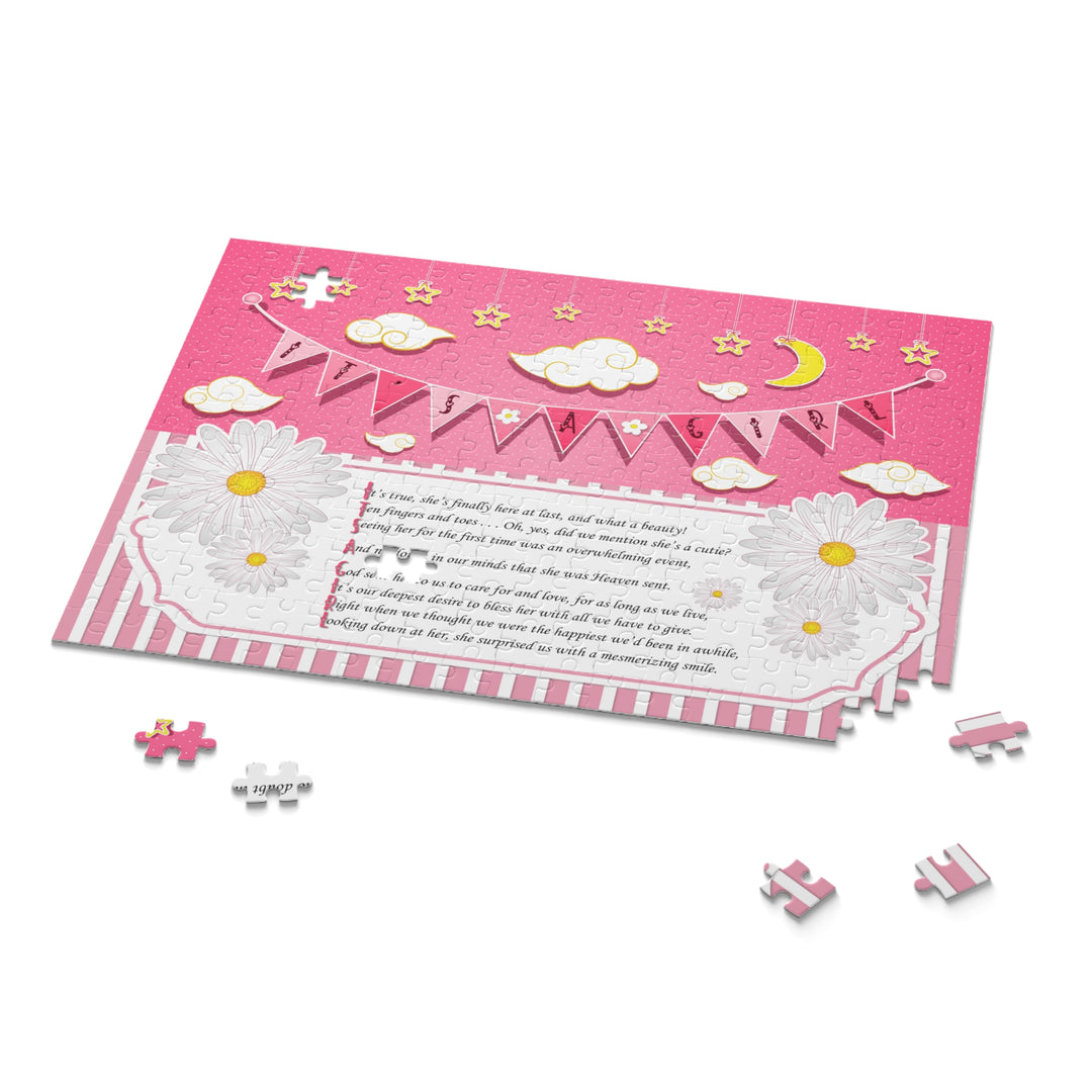 It's a Girl Acrostic Poem Puzzle - Stripes and Polka Dot Design - No Personalization