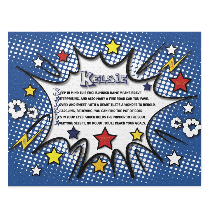 Namesakes Personalized Acrostic Name Poem Jigsaw Puzzle - Comic Blue