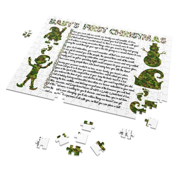 Baby's First Christmas Acrostic Poem Jigsaw Puzzle - Camo - Tin Box